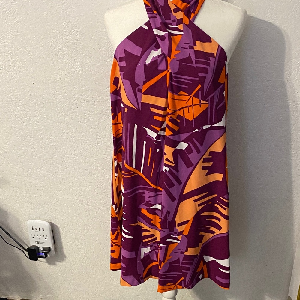 BOLD elements Purple and Orange Patterned Halter Dress